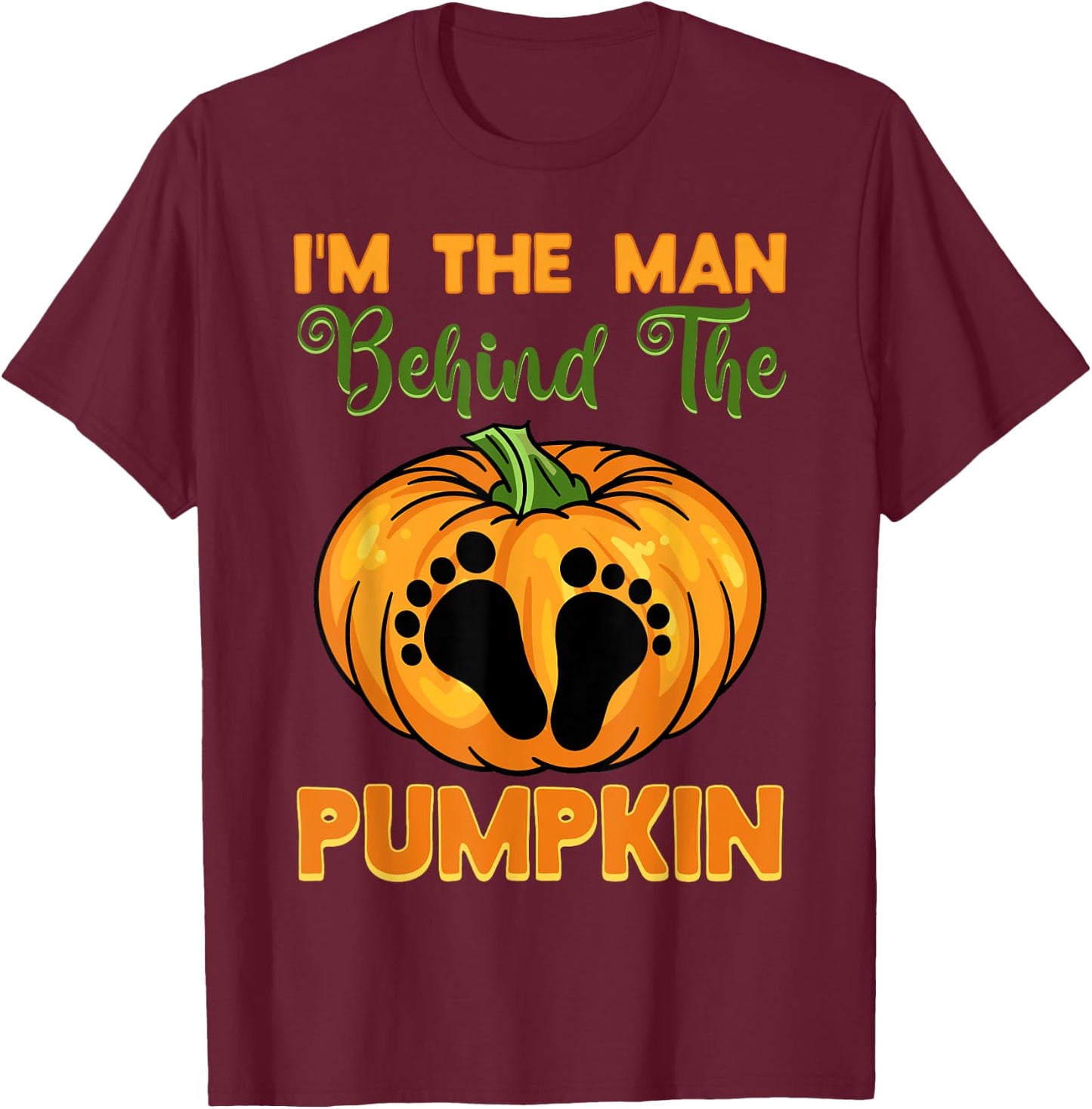 Halloween Gender Reveal Party The Man Behind The Pumpkin T-Shirt - T-Shirt | Maroon
