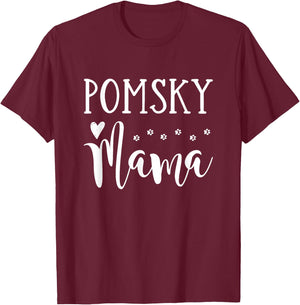 Pomsky Dog Mom - Cute Pomsky Mama T-Shirt - T-Shirt | Maroon