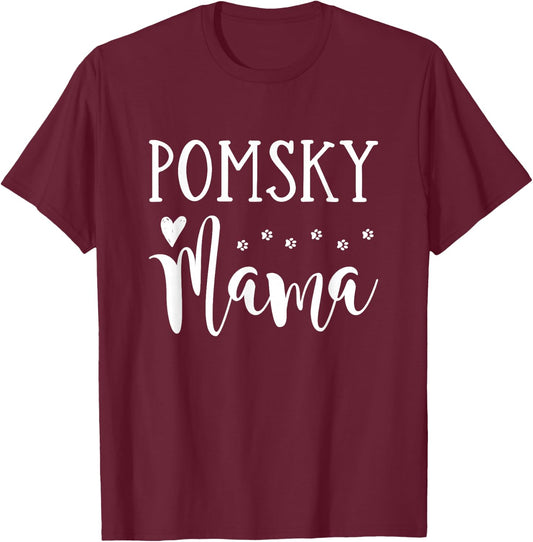 Pomsky Dog Mom - Cute Pomsky Mama T-Shirt - T-Shirt | Maroon