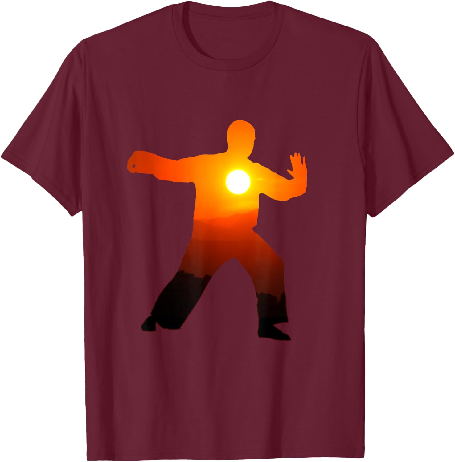 Tai Chi Sunset Exercise Shirt Chi Gung Qigong T-Shirt - T-Shirt | Maroon