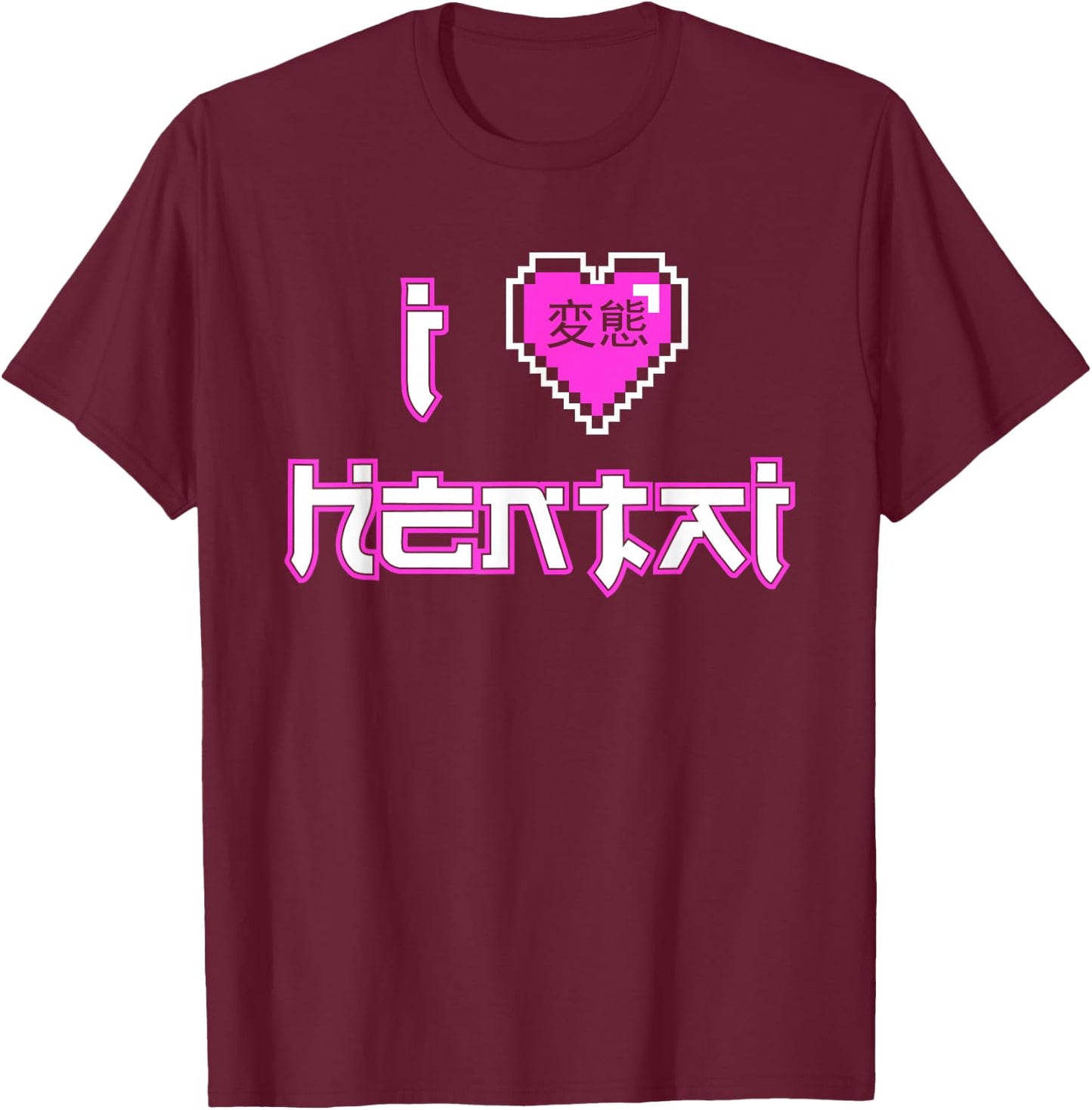 Funny Hentai Anime - Retro I Heart Hentai T-Shirt - T-Shirt | Maroon