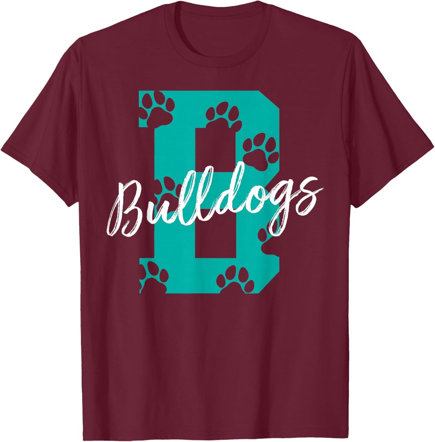 Bulldogs with Foodprints - Bulldog T-Shirt - T-Shirt | Maroon