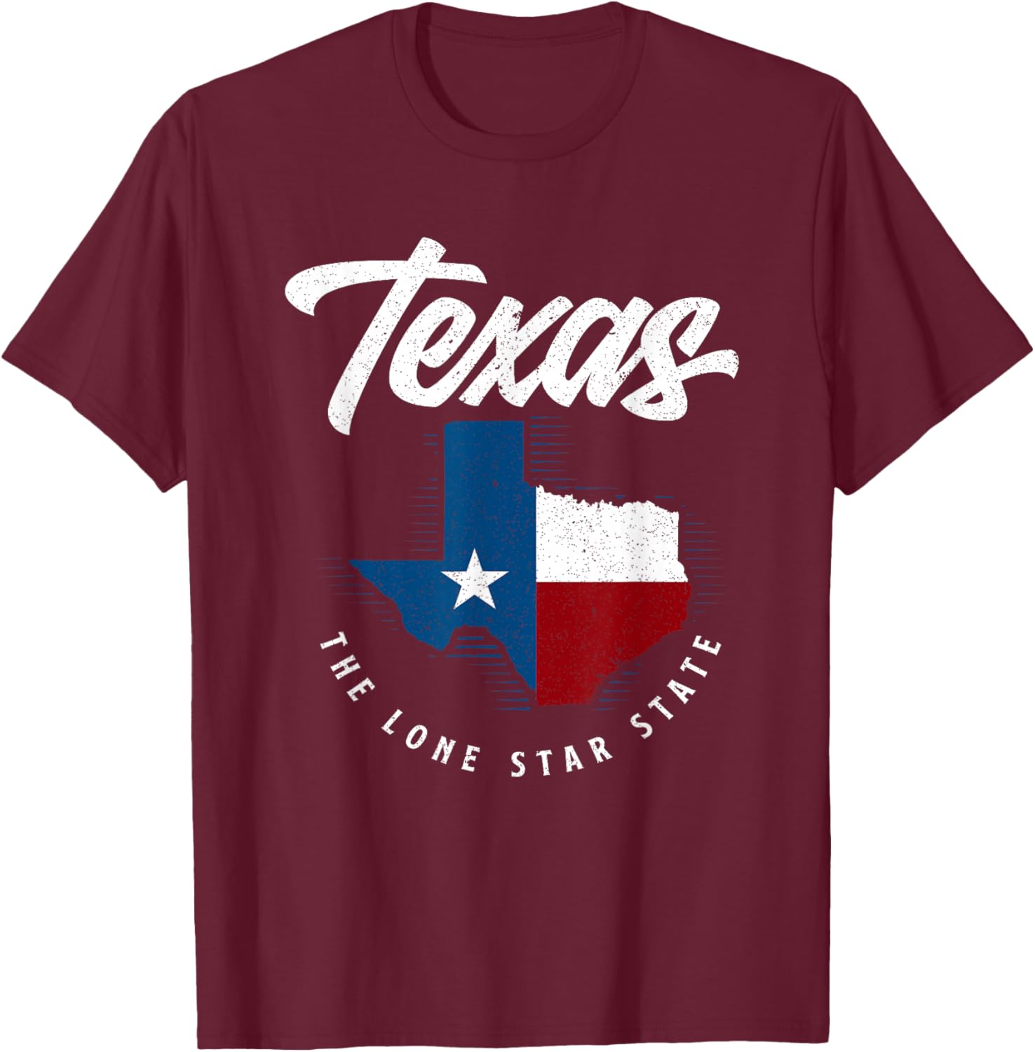 Texas The Lone Star State - Texas Map T-Shirt - T-Shirt | Maroon