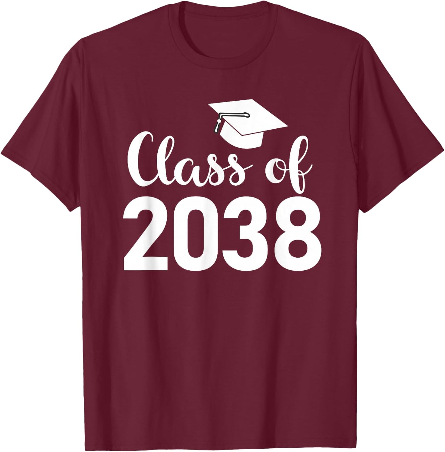 Class of 2038 Grow With Me - Handprints Go on the Back T-Shirt - T-Shirt | Maroon