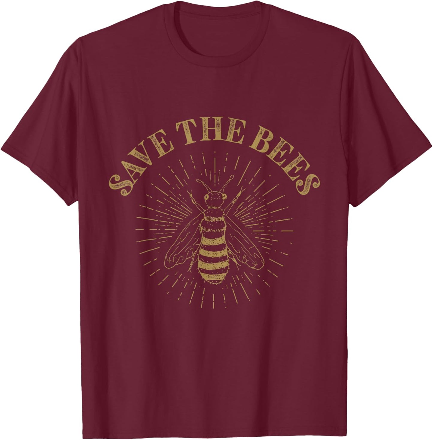 Retro Save The Bees Apiary Bee Beekeeper Earth Day T-Shirt - T-Shirt | Maroon