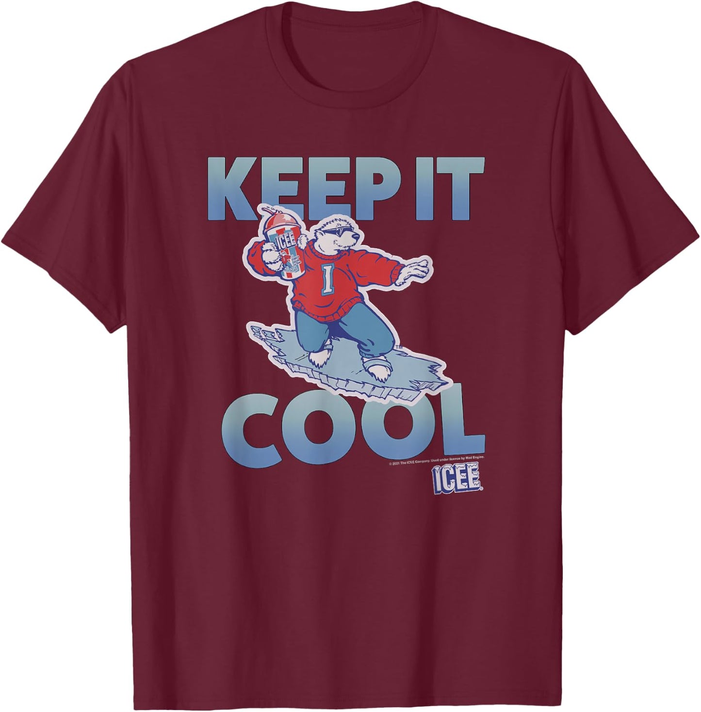 ICEE Bear Keep It Cool Surf Pose T-Shirt - T-Shirt | Maroon