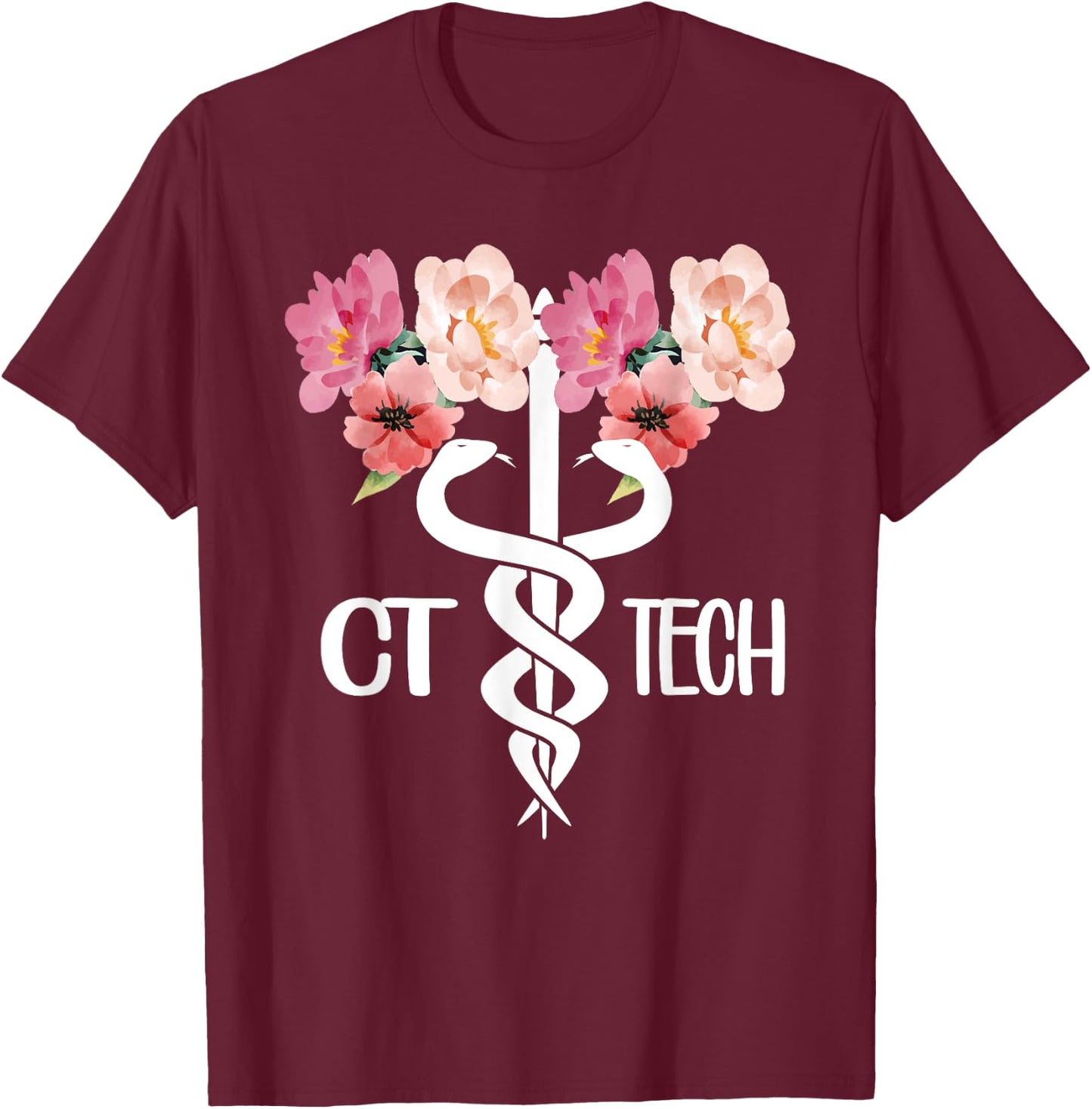 CT Tech Caduceus Computed Tomography Tech T-Shirt - T-Shirt | Maroon