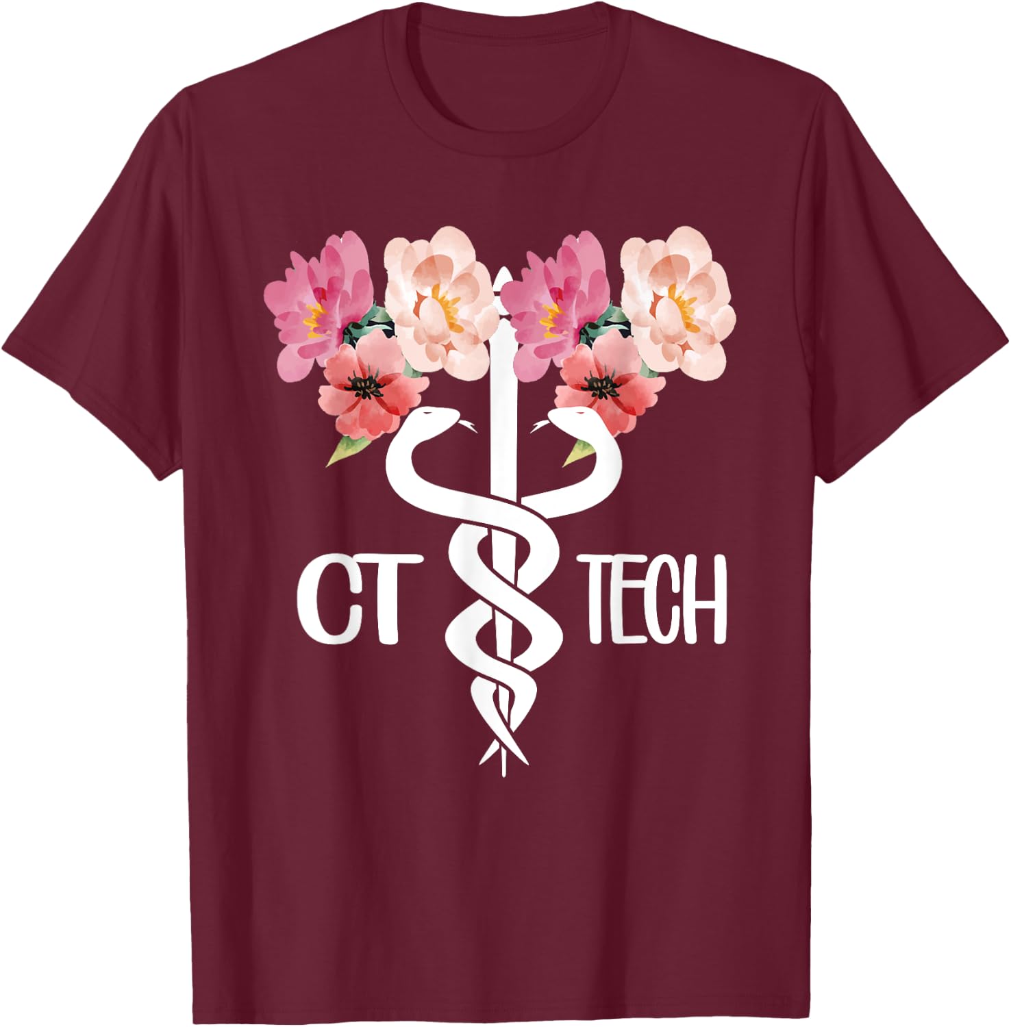 CT Tech Caduceus Computed Tomography Tech T-Shirt - T-Shirt | Maroon