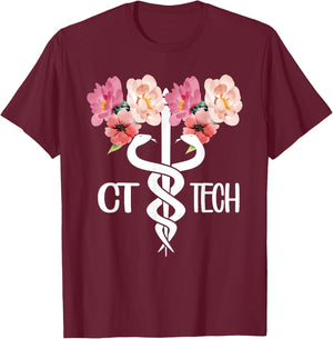 CT Tech Caduceus Computed Tomography Tech T-Shirt - T-Shirt | Maroon