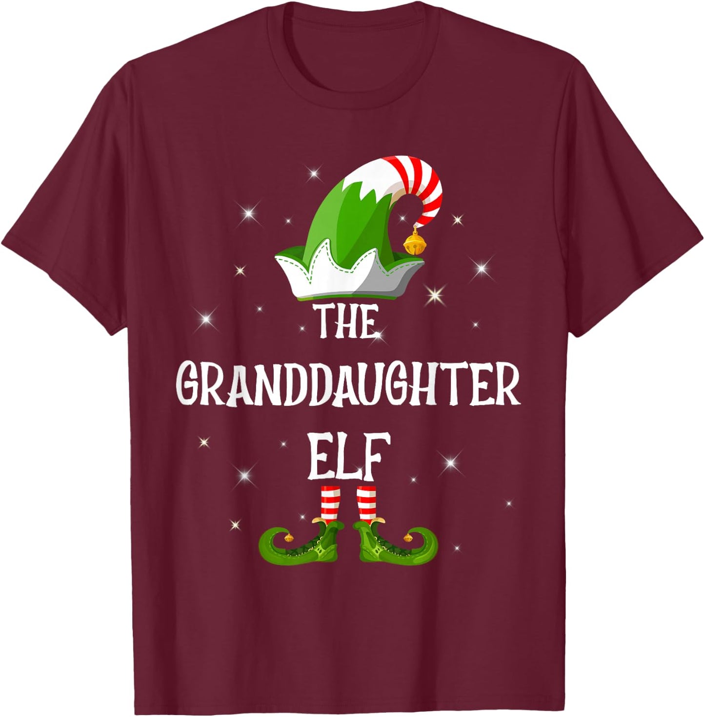 The Granddaughter Elf Family Matching Group Christmas T-Shirt - T-Shirt | Maroon