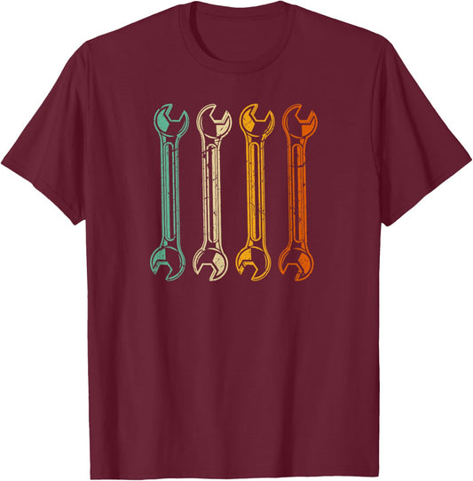 Wrenches Retro Car Mechanic Handyman Vintage T-Shirt - T-Shirt | Maroon
