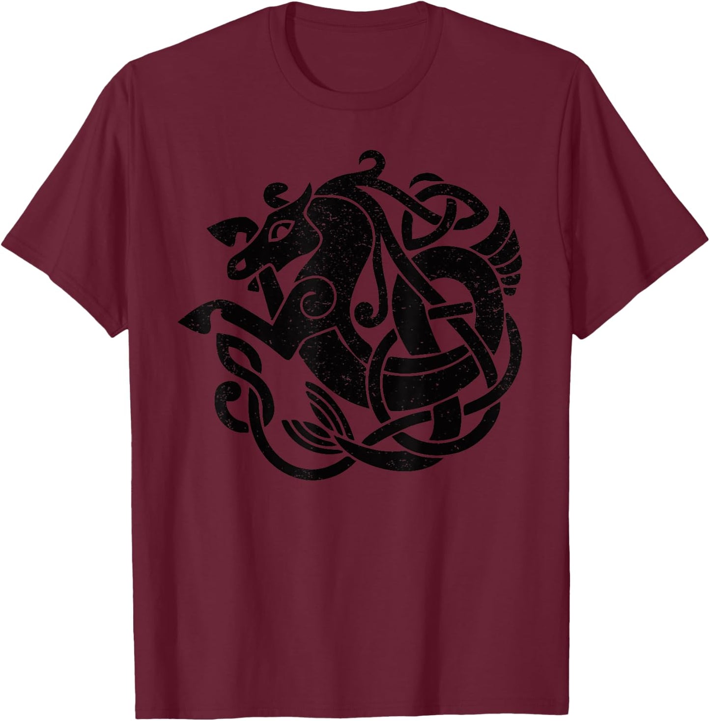 Celtic Knot Seahorse Mythical Kelpie Symbol T-Shirt - T-Shirt | Maroon