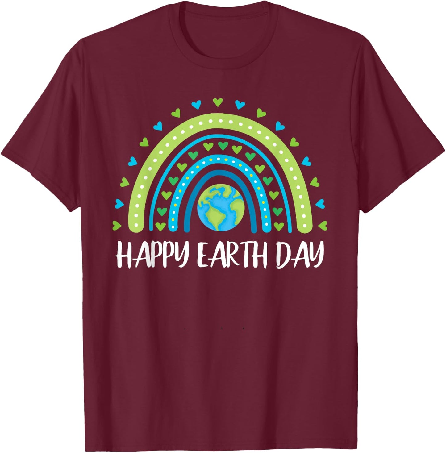 Happy Earth Day Rainbow Cute Earth Day girls T-Shirt - T-Shirt | Maroon