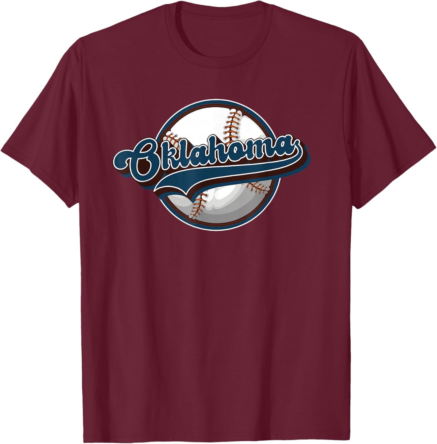 Oklahoma Vintage Baseball Throwback Retro Design T-Shirt - T-Shirt | Maroon