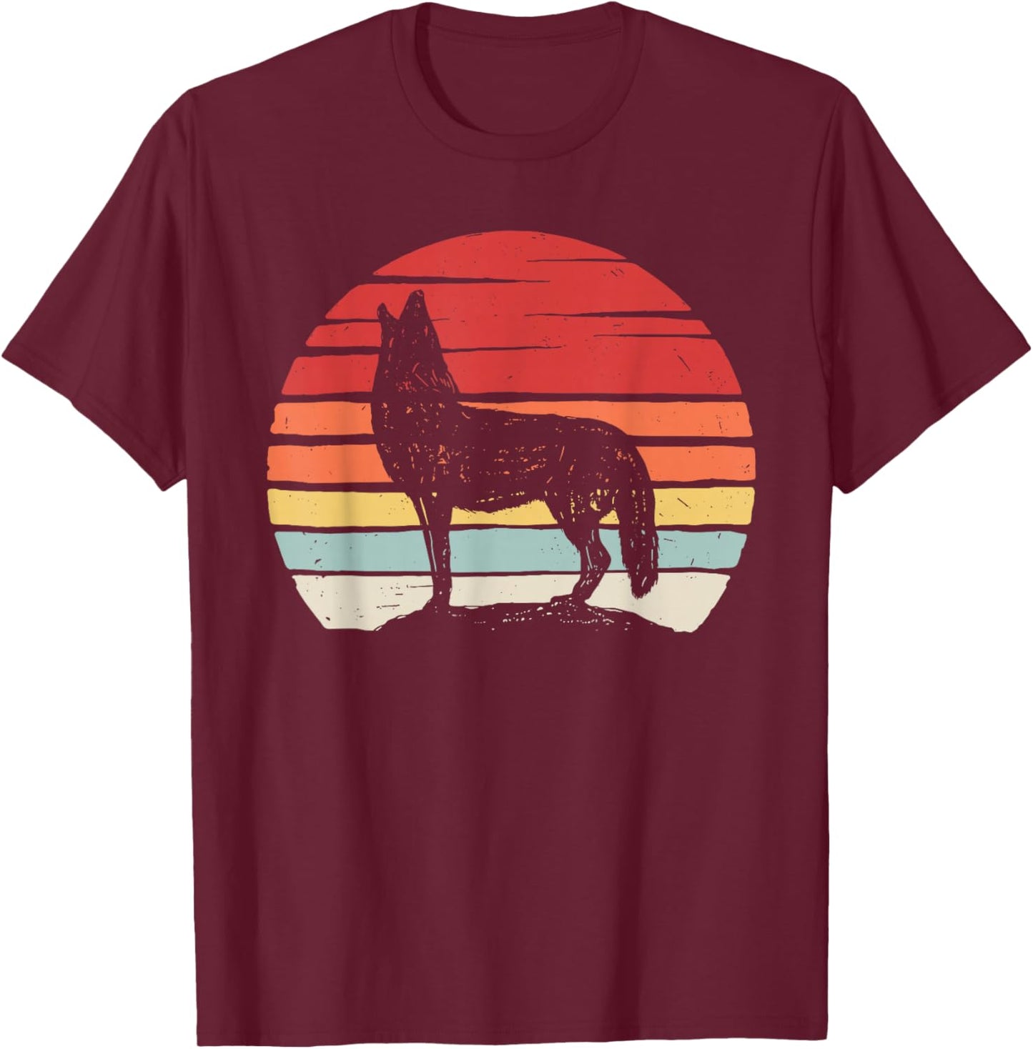 Catch Some Rays Vintage Retro Coyote - Black, Small, , Short Sleeve, Classic Fit T-Shirt - T-Shirt | Maroon