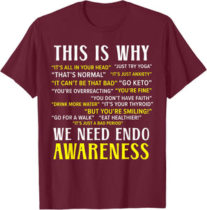 Endo Warrior Endometriosis Awareness Disease Small T-Shirt - T-Shirt | Maroon