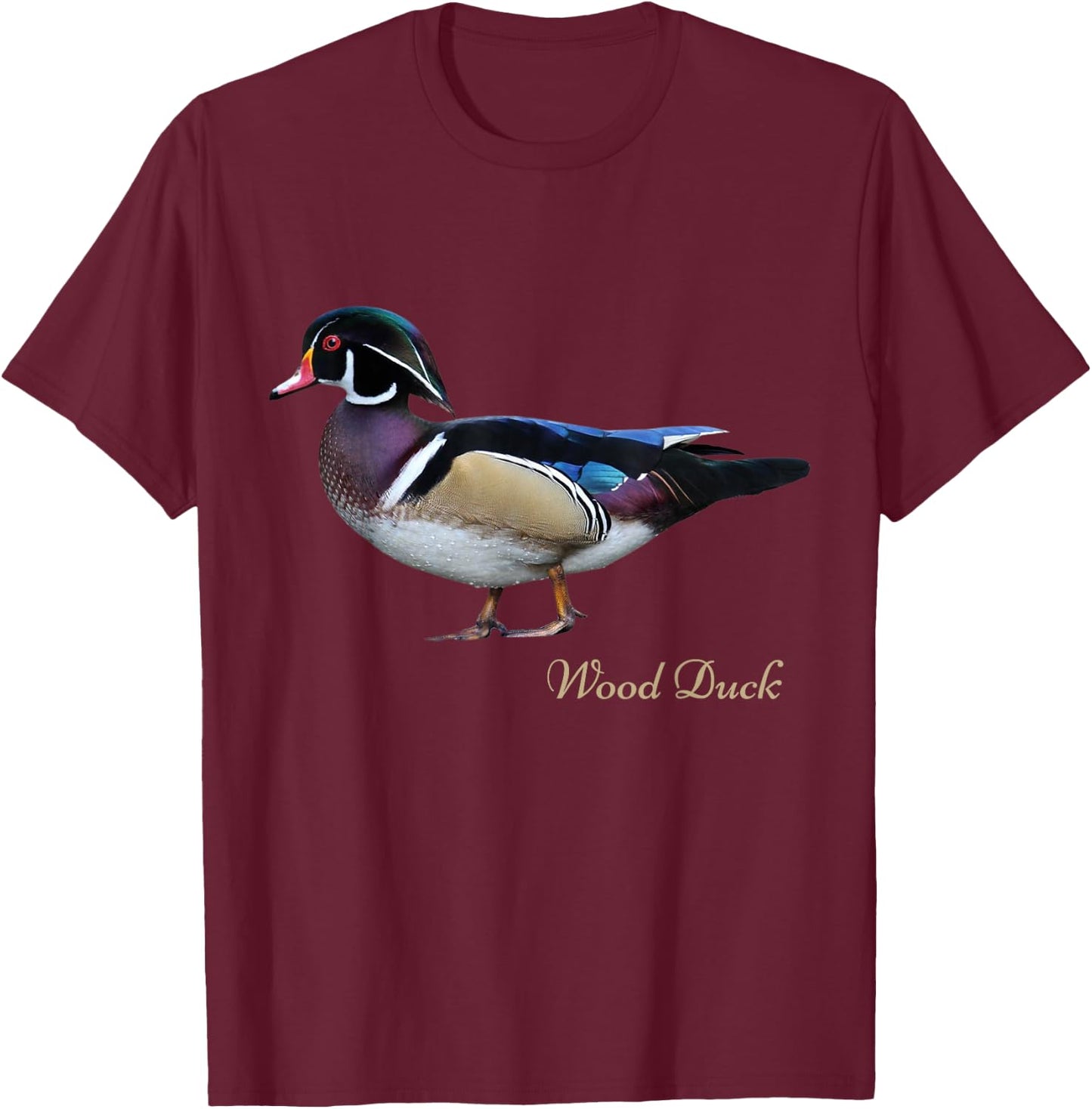 Wood Duck Bird Ornithology T-Shirt - T-Shirt | Maroon