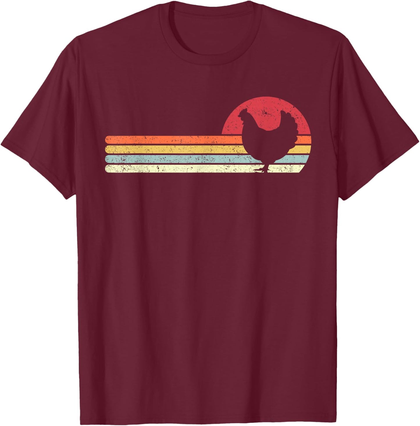 Chicken Shirt. Retro Style T-Shirt - T-Shirt | Maroon