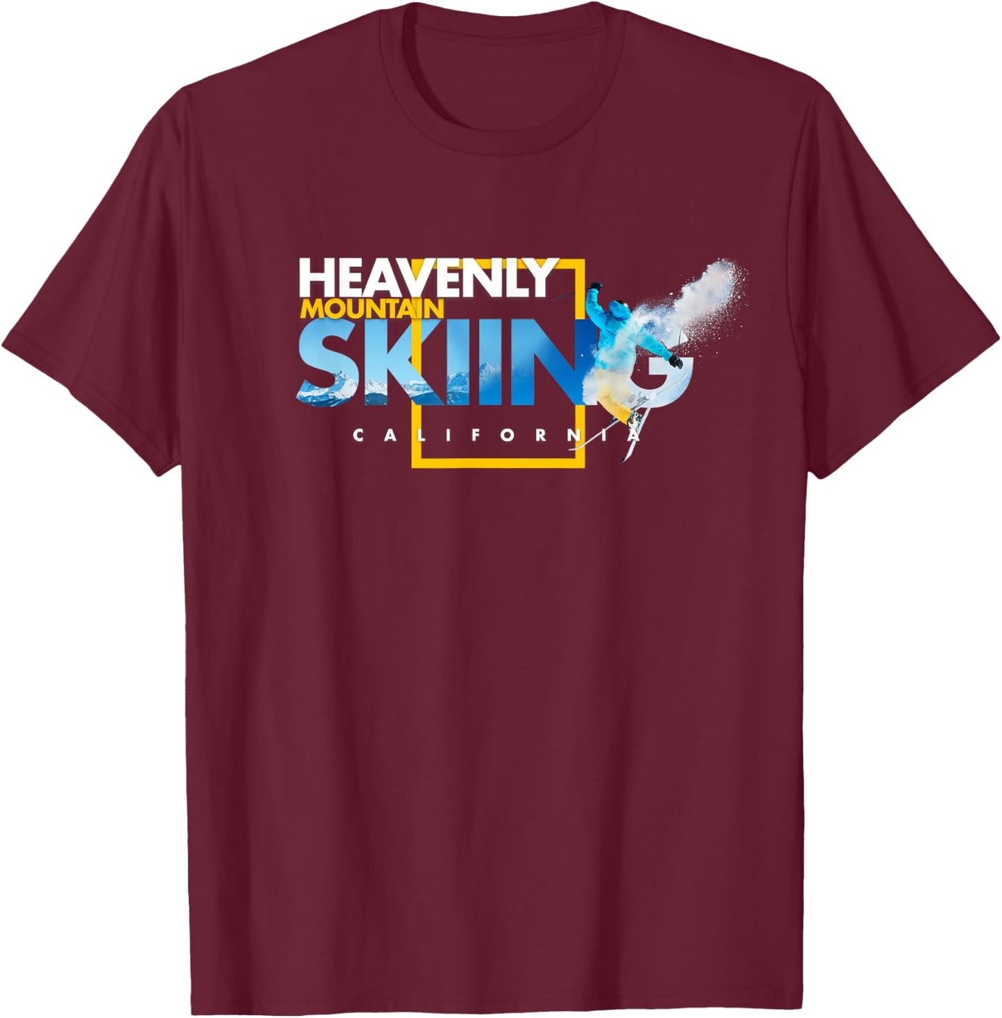Heavenly Mountain California Ski T-Shirt - T-Shirt | Maroon