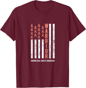 Warrior Peach Ribbon Endometrial Cancer Awareness T-Shirt - T-Shirt | Maroon
