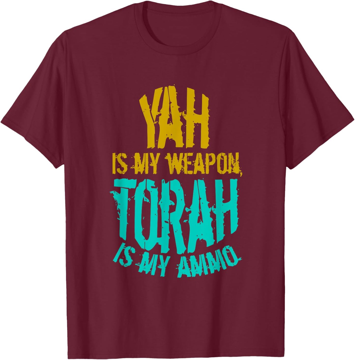 Hebrew Israelite Clothing Yah is My Weapon Judah Torah T-Shirt - T-Shirt | Maroon