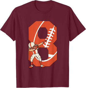 8 Years Old Boy Football Player 8th Football Birthday Boys T-Shirt - T-Shirt | Maroon