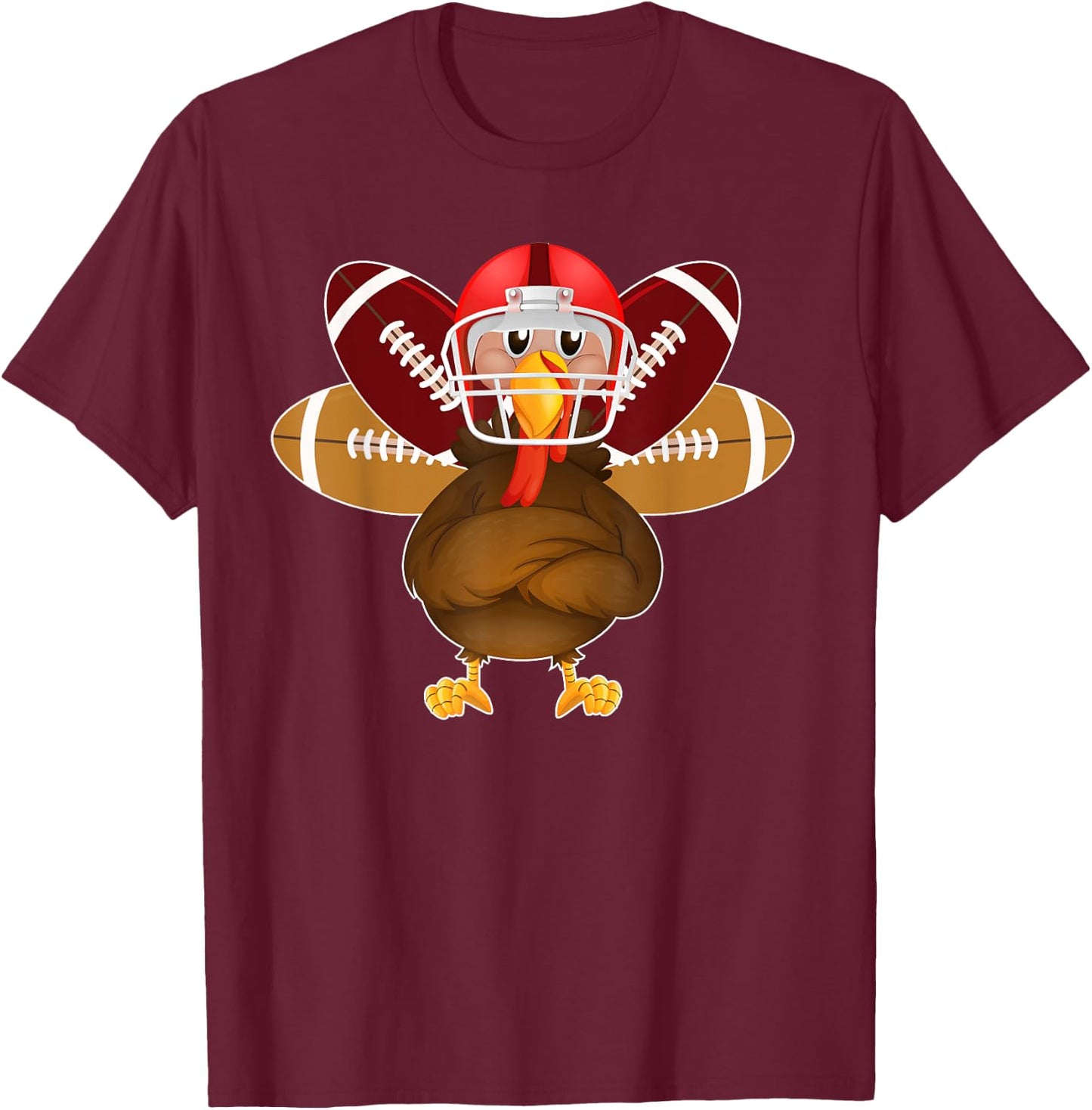 Thanksgiving Beer & Turkey Football T-Shirt - T-Shirt | Maroon