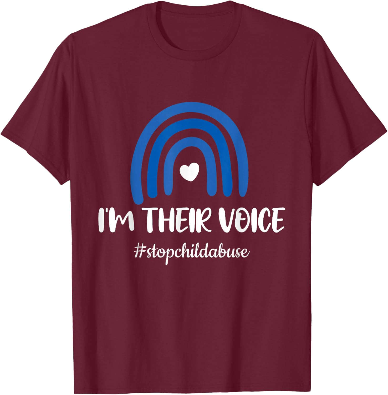 Stop Child Abuse Prevention Awareness Month T-Shirt - T-Shirt | Maroon