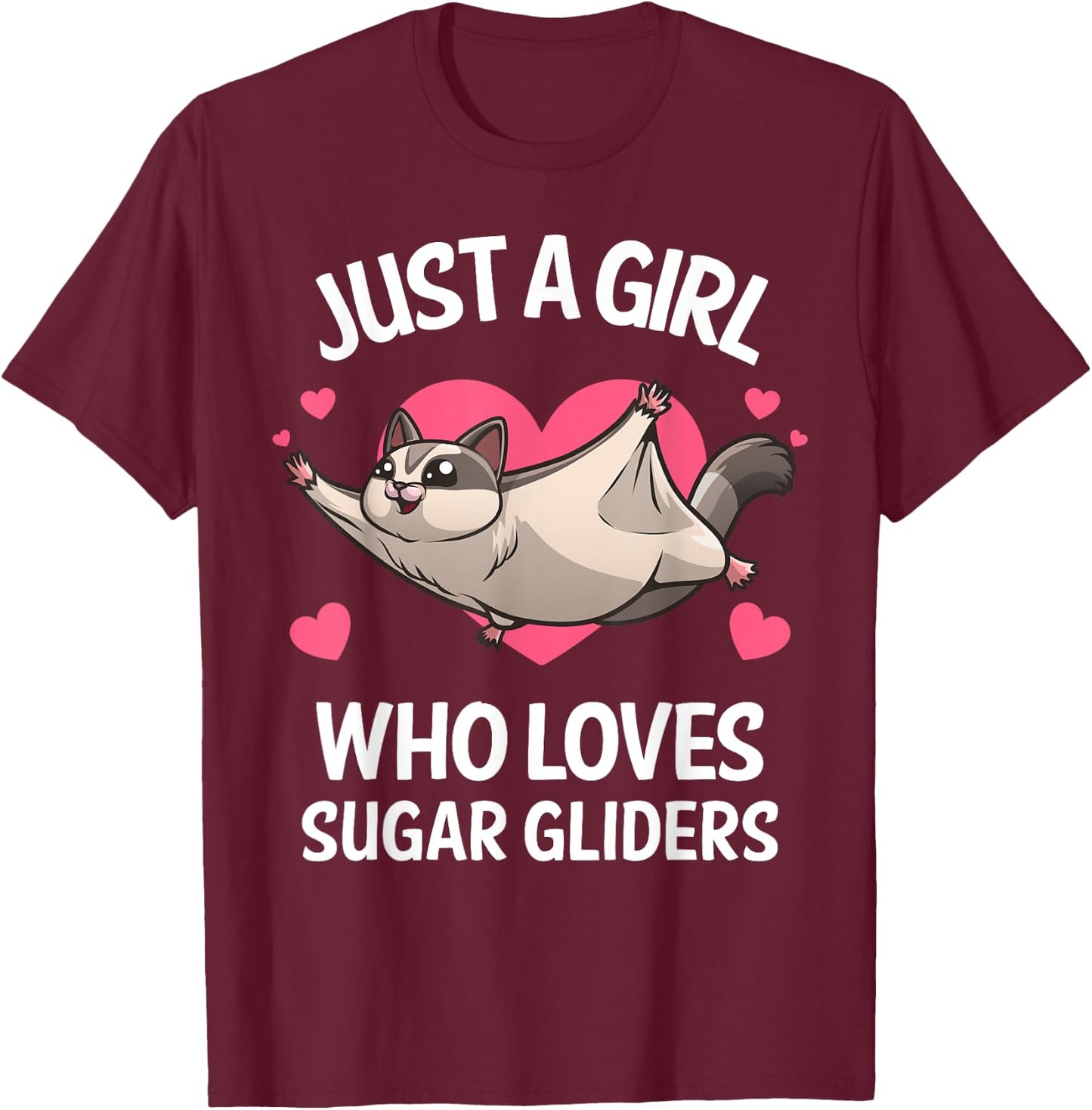 Funny Sugar Glider Design For Girls Women Gliding Animal T-Shirt - T-Shirt | Maroon