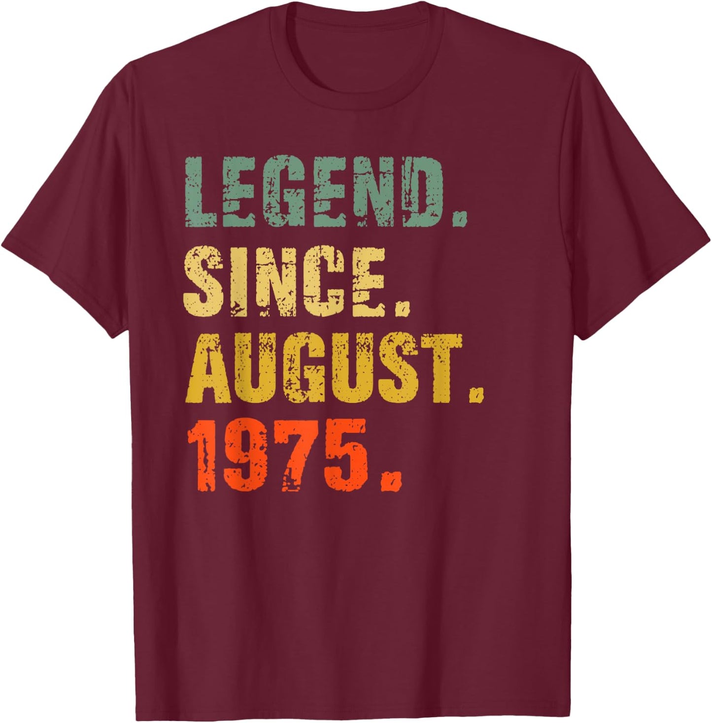 47 Year Old 47th Birthday Gifts Legend Since August 1975 T-Shirt - T-Shirt | Maroon