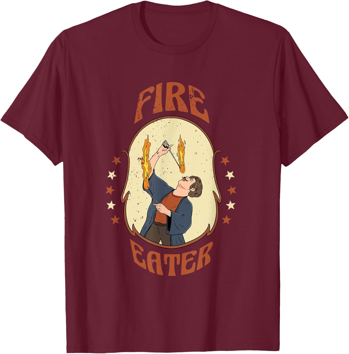 Fire Eater Circus Costume Design for a Circus Lover T-Shirt - T-Shirt | Maroon