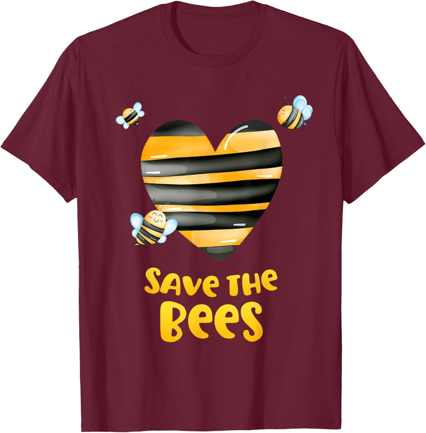Save the Bees Heart Apiary Shirt Bee Beekeeper Earth Day T-Shirt - T-Shirt | Maroon