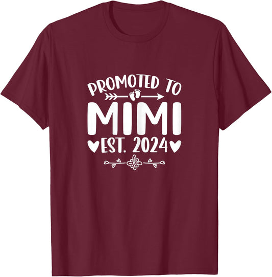 Promoted to Mimi 2024 for Grandma First Time Mimi T-Shirt - T-Shirt | Maroon