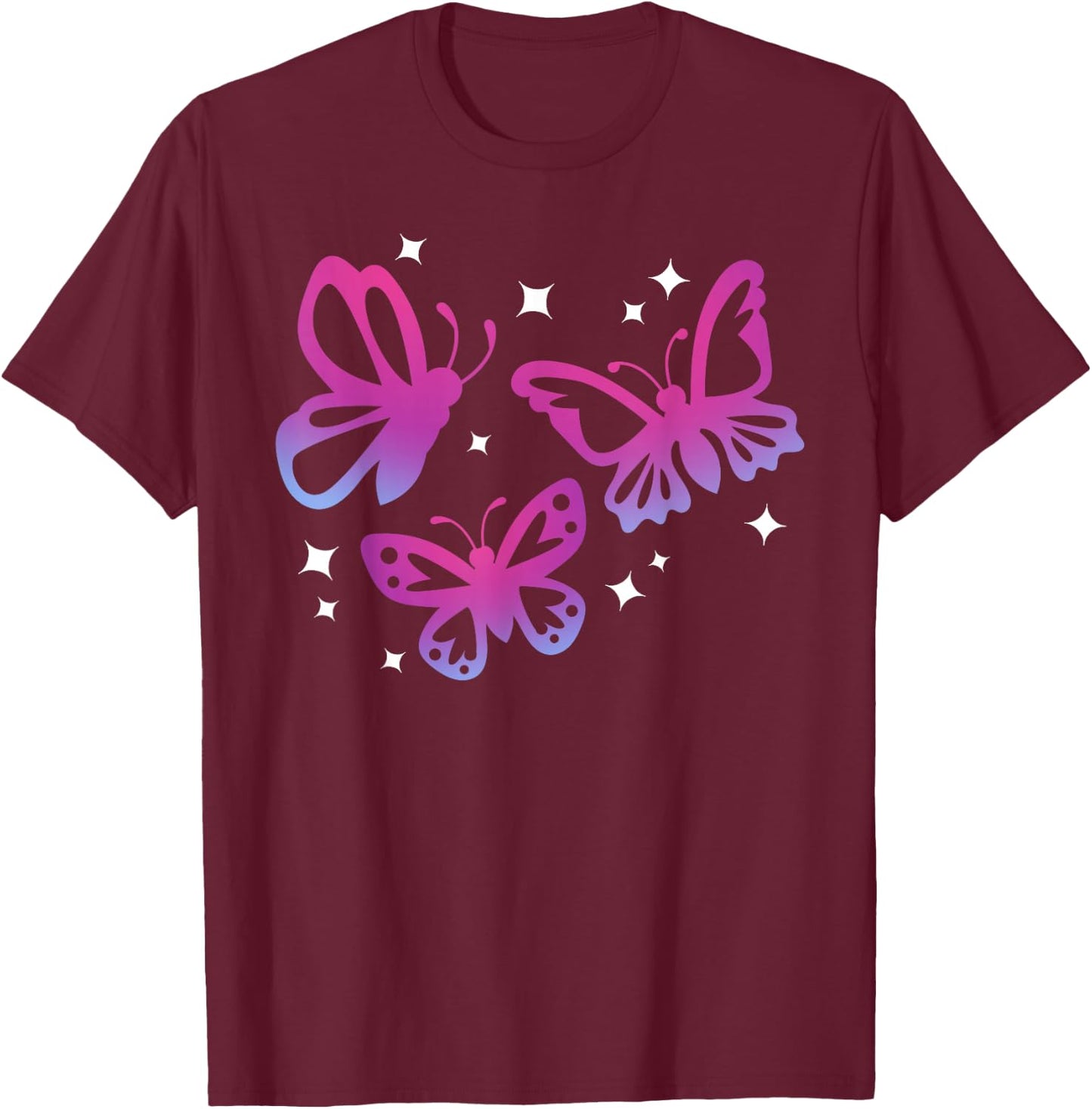 Beautiful Butterfly Graphics T-Shirt - T-Shirt | Maroon