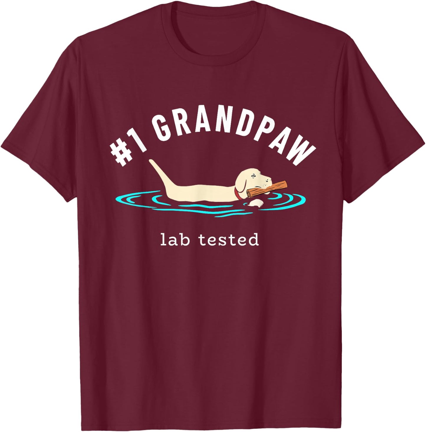 Yellow Labrador Retriever Dog Grandpa - #1 Grandpaw T-Shirt - T-Shirt | Maroon