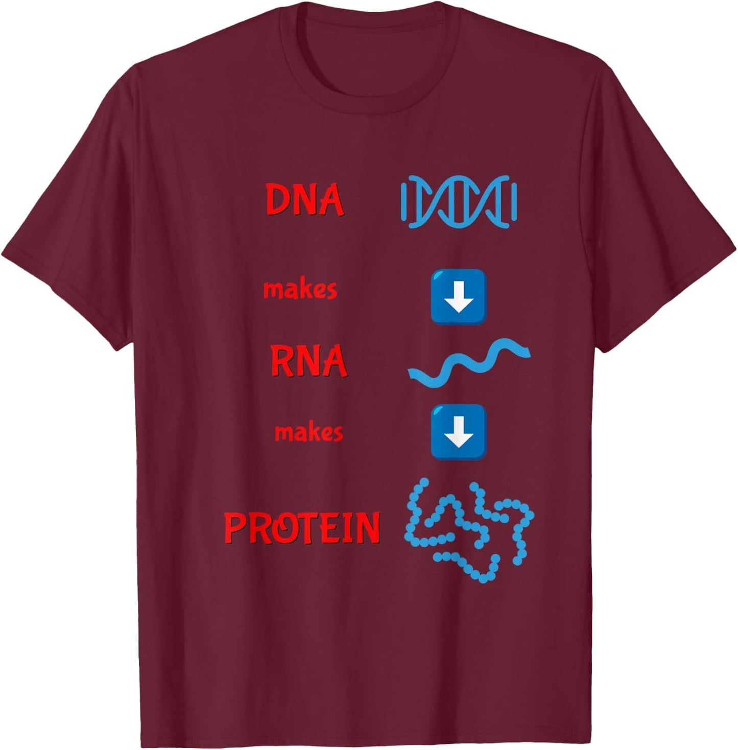 DNA Makes RNA Makes Protein Molecular Cell Biology T Shirt T-Shirt - T-Shirt | Maroon