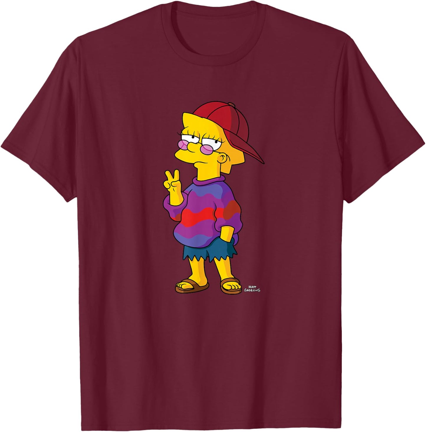 The Simpsons Cool Kid Lisa T-Shirt - T-Shirt | Maroon