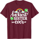 Luckiest Sister Ever Shirt Funny St Patrick's Day Shamrock T-Shirt - T-Shirt | Maroon