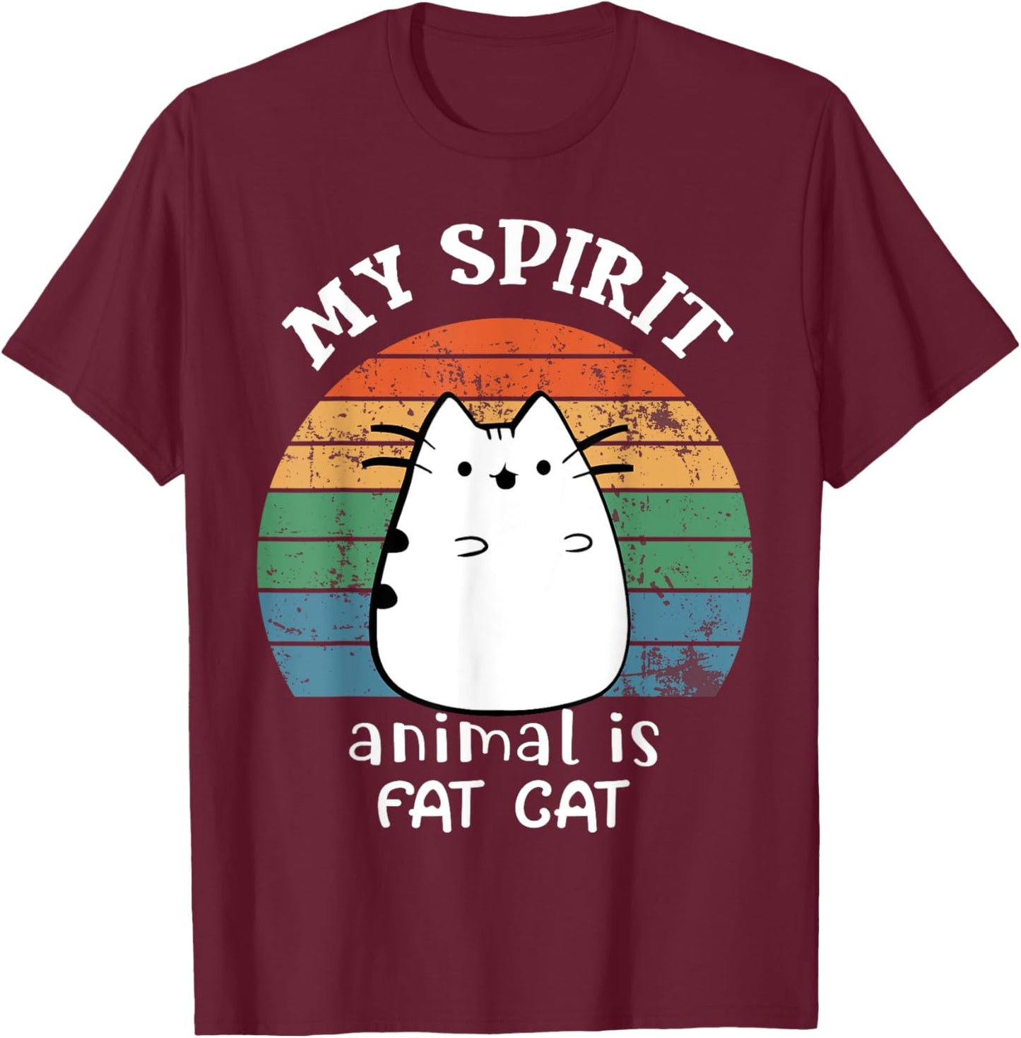 My spirit animal is fat cat For Fat Cat Lover Vintage Style Women Girls Kids T-Shirt - T-Shirt | Maroon