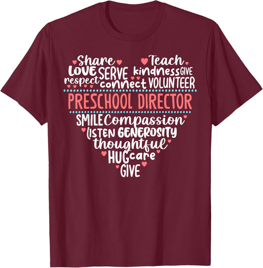 Preschool Director Back to School Daycare Appreciation T-Shirt - T-Shirt | Maroon