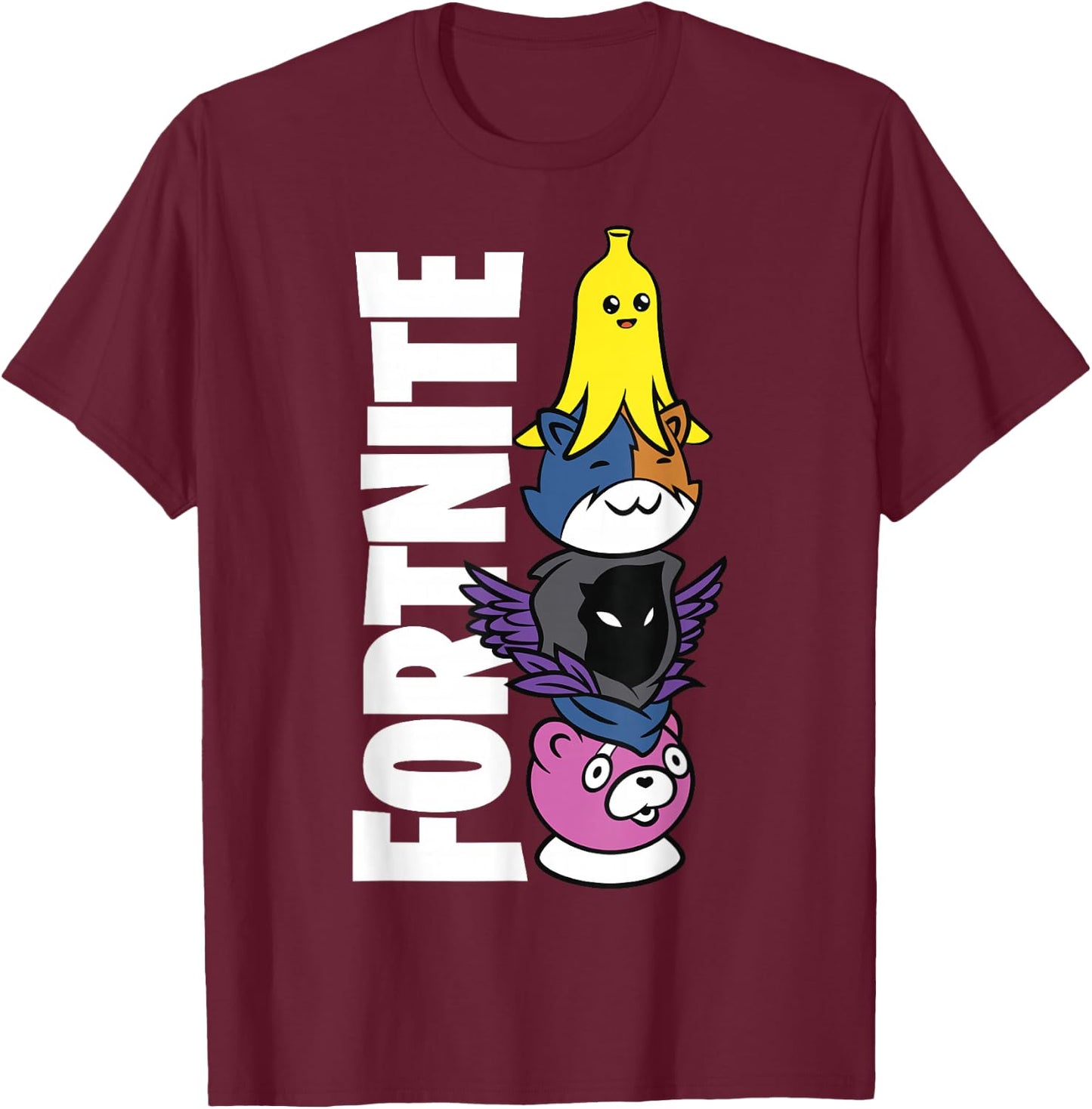 Fortnite Black Classic Fit - Adult Polyester & Cotton Short Sleeve T-Shirt - T-Shirt | Maroon