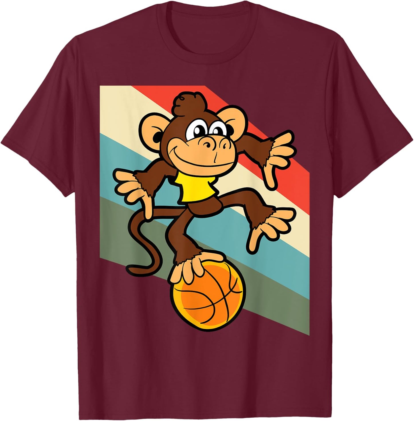 Monkey Basketball Player Animal Funny T-Shirt - T-Shirt | Maroon