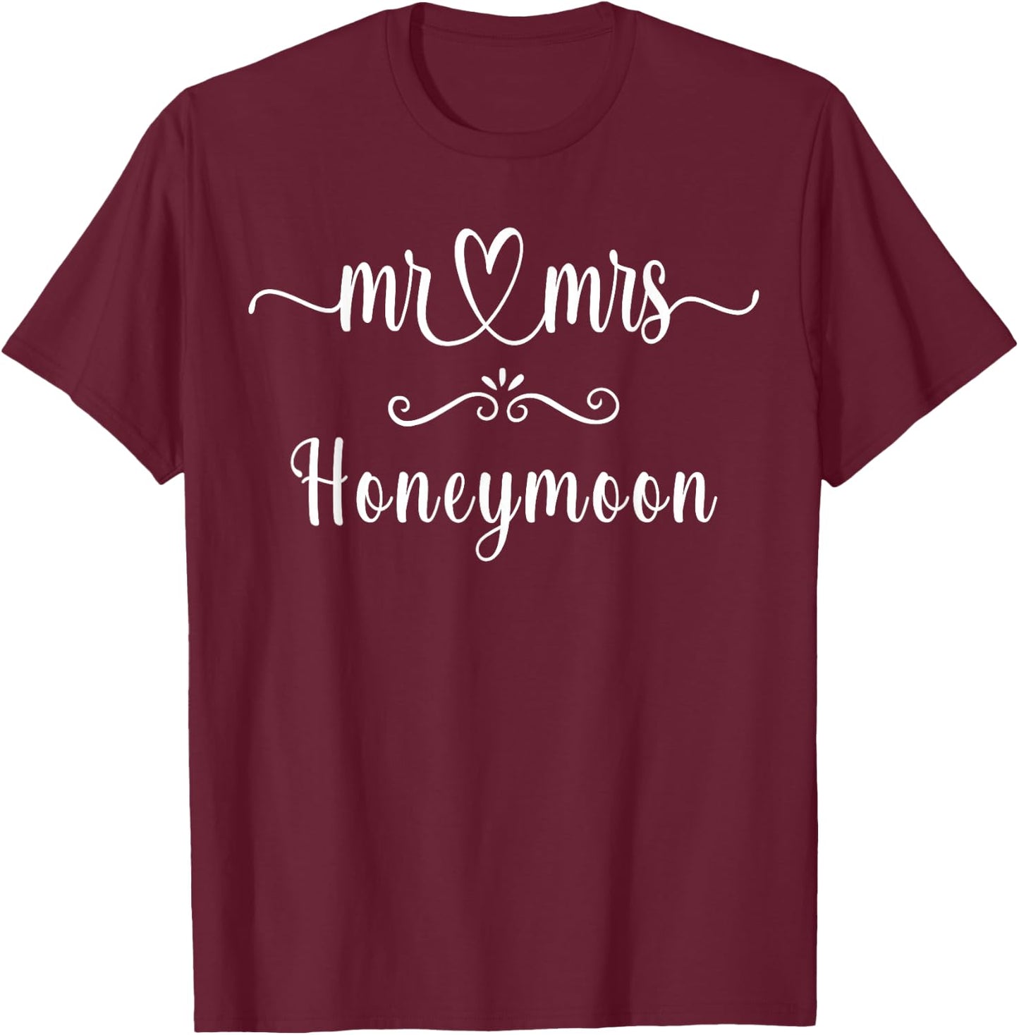Mr And Mrs. Just Married For Couples Husband, Wife Honeymoon T-Shirt - T-Shirt | Maroon