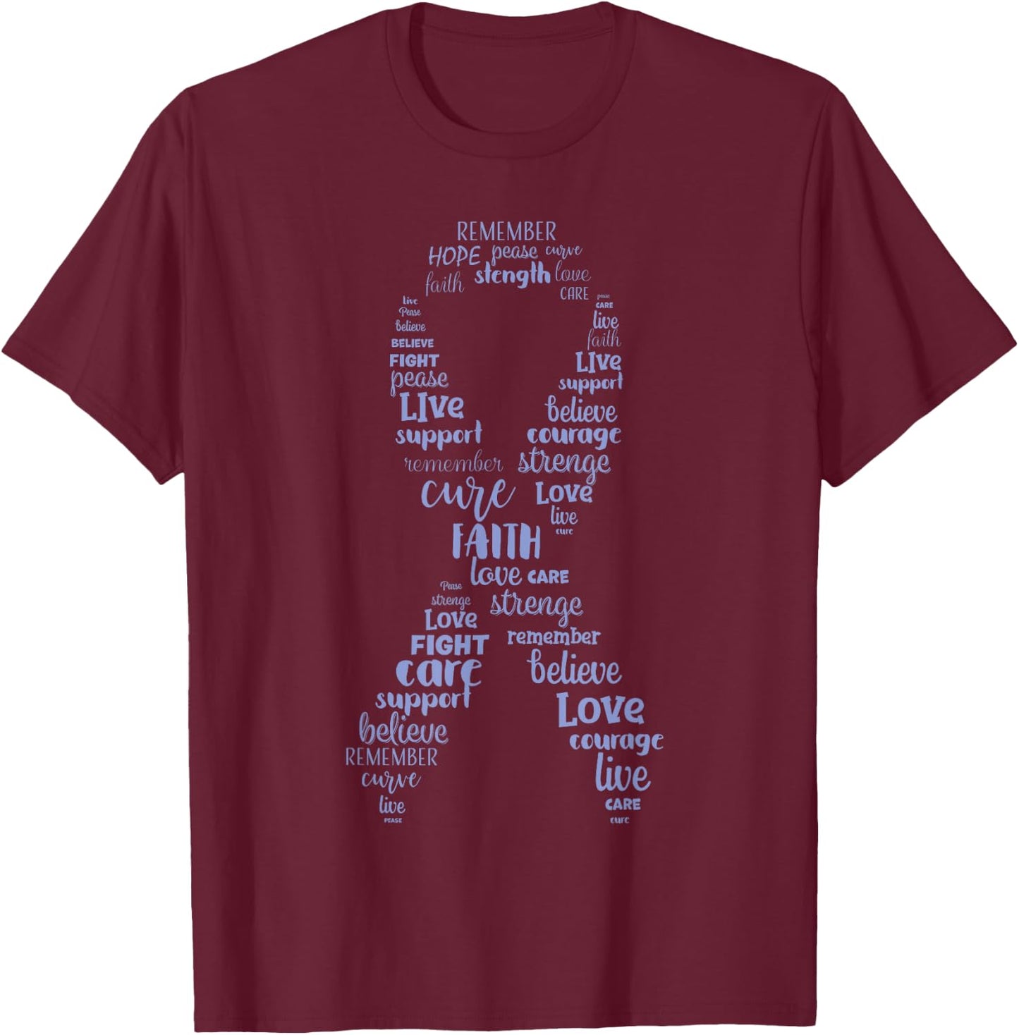 Esophageal Cancer Awareness Purple Periwinkle Ribbon T-Shirt - T-Shirt | Maroon