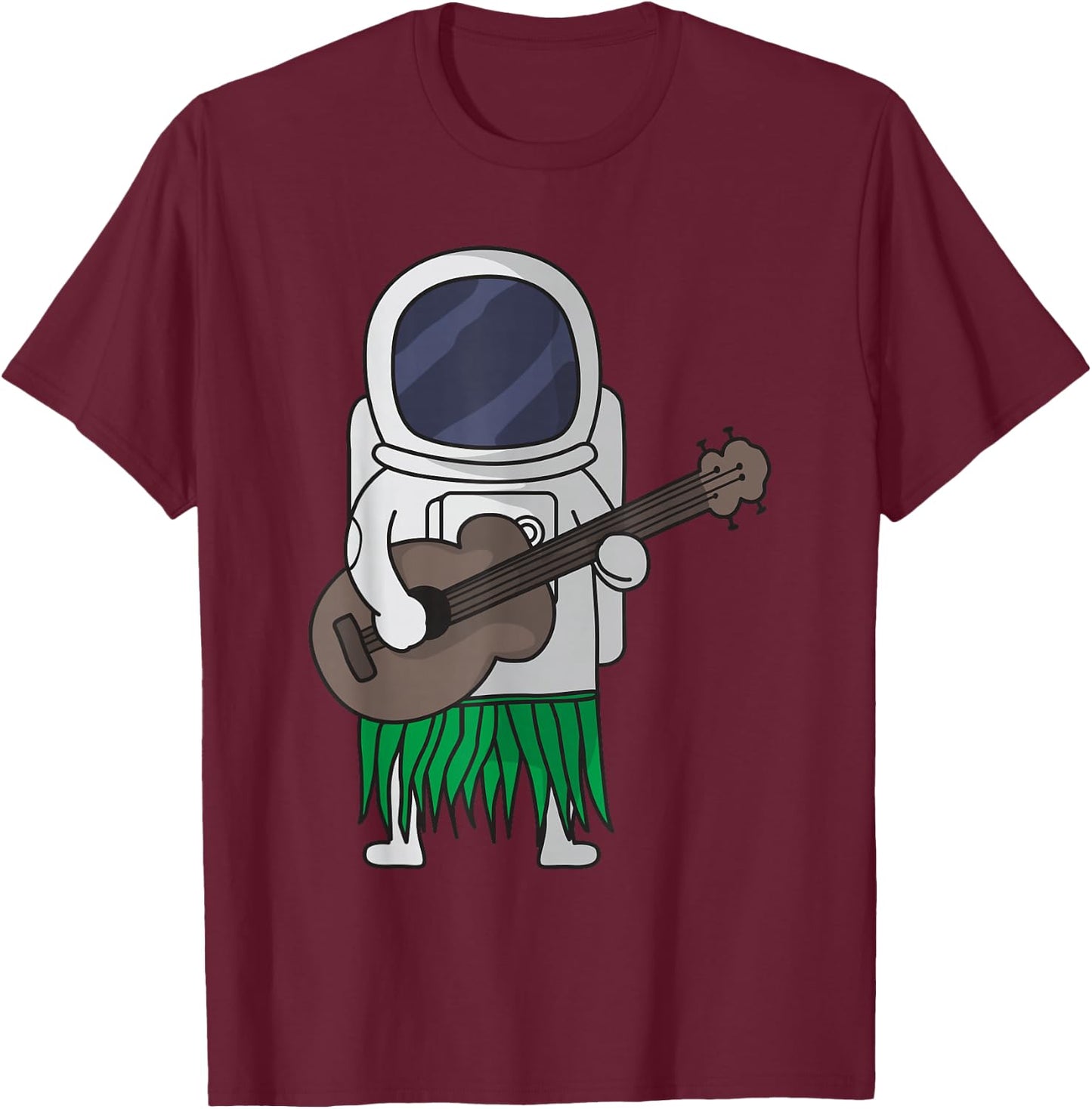 Astronaut Outer Space Ukulele Luau Cute Funny Hawaii T-Shirt - T-Shirt | Maroon