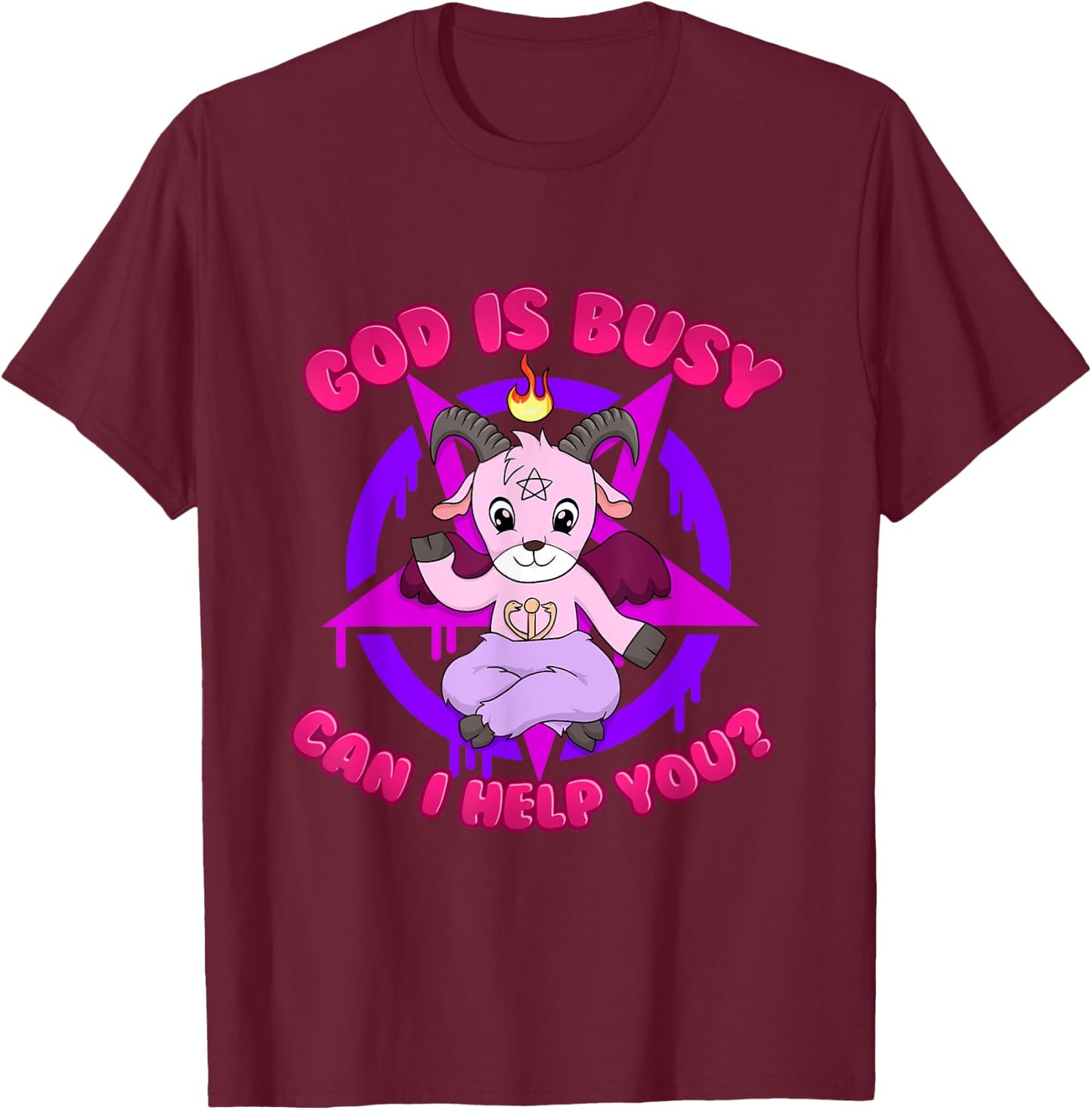 God is Busy Can I Help You? T-Shirt - T-Shirt | Maroon