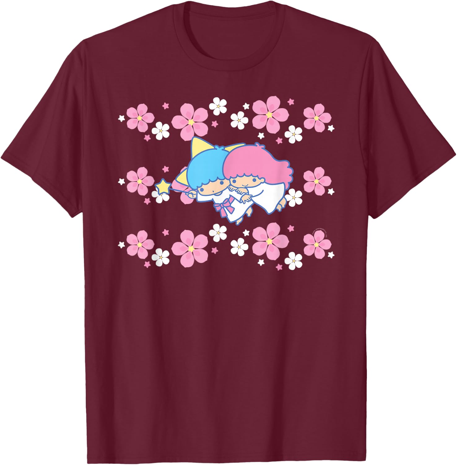 Little Twin Stars Tropical Flowers T-Shirt - T-Shirt | Maroon