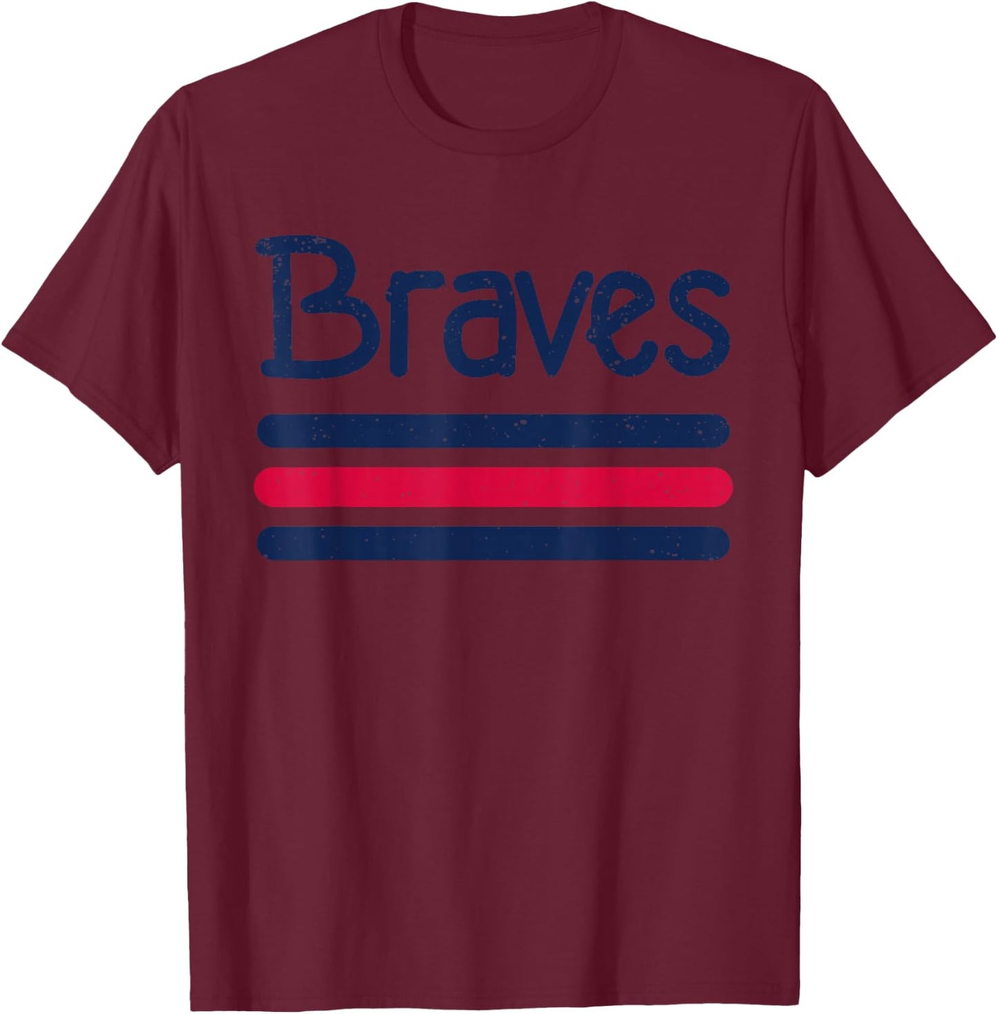 Vintage Braves Retro Three Stripe Weathered Shirt T-Shirt - T-Shirt | Maroon