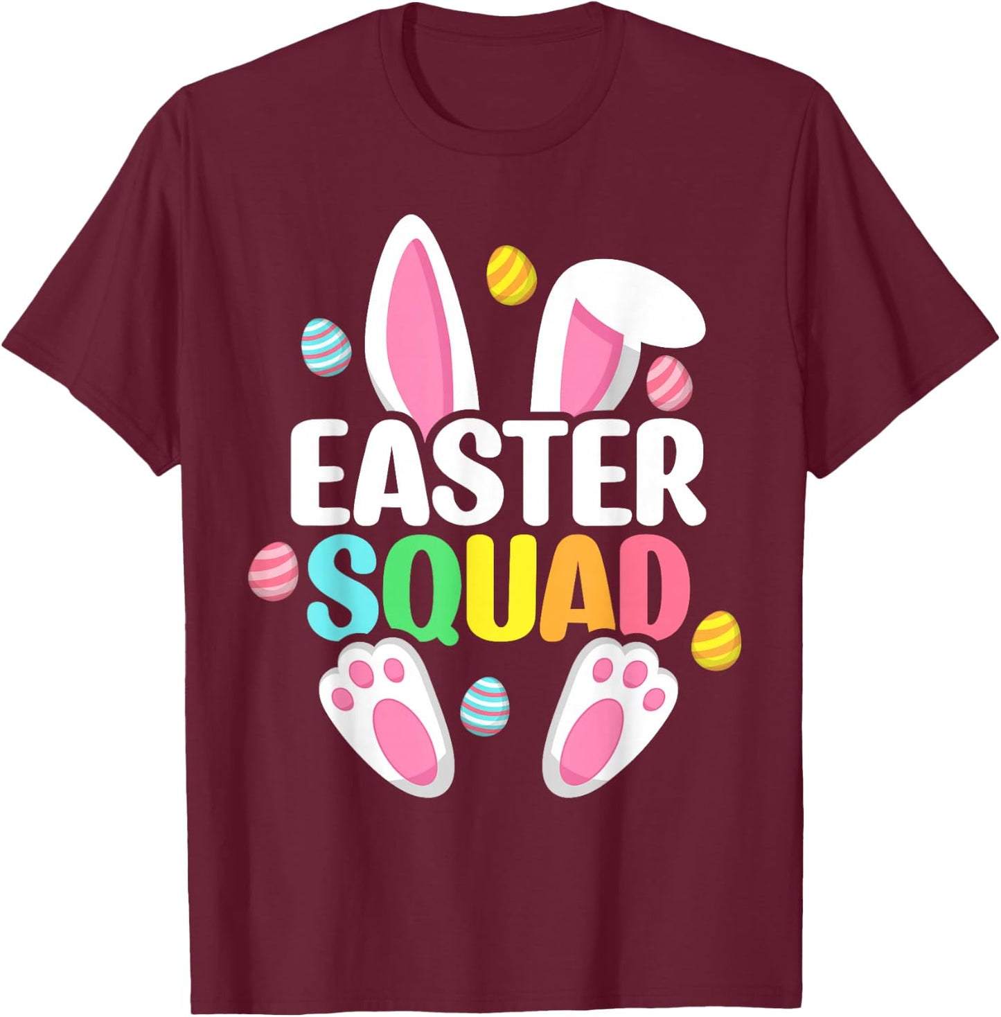 Easter Squad Family Matching Easter Day Bunny Egg Hunt Group T-Shirt - T-Shirt | Maroon