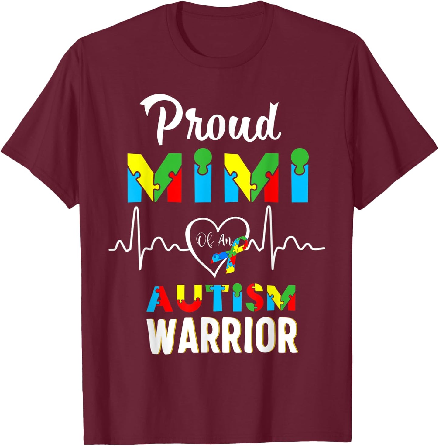 proud autism Mimi Autism awareness warrior matching family T-Shirt - T-Shirt | Maroon